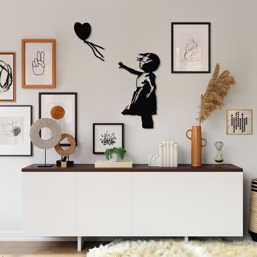 Banksy - Dekorativni Metalni Zidni Ukras, Crni, 14 slika 1