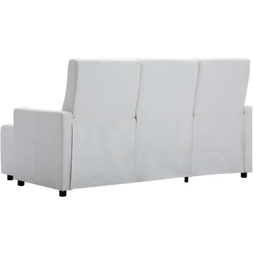 Kutna nagibna sofa s presvlakom od umjetne kože bijela slika 28