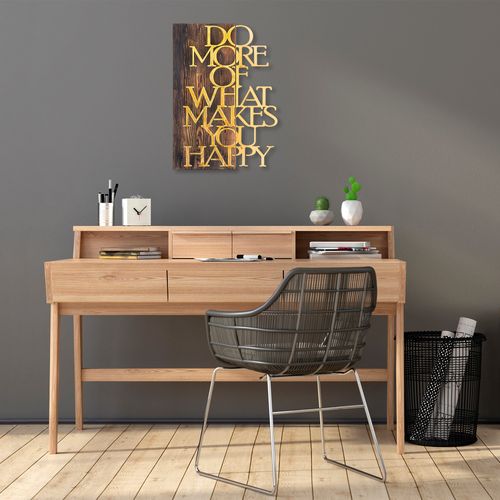 Wallity Drvena zidna dekoracija, Do More Of What Makes You Happy - Gold slika 1