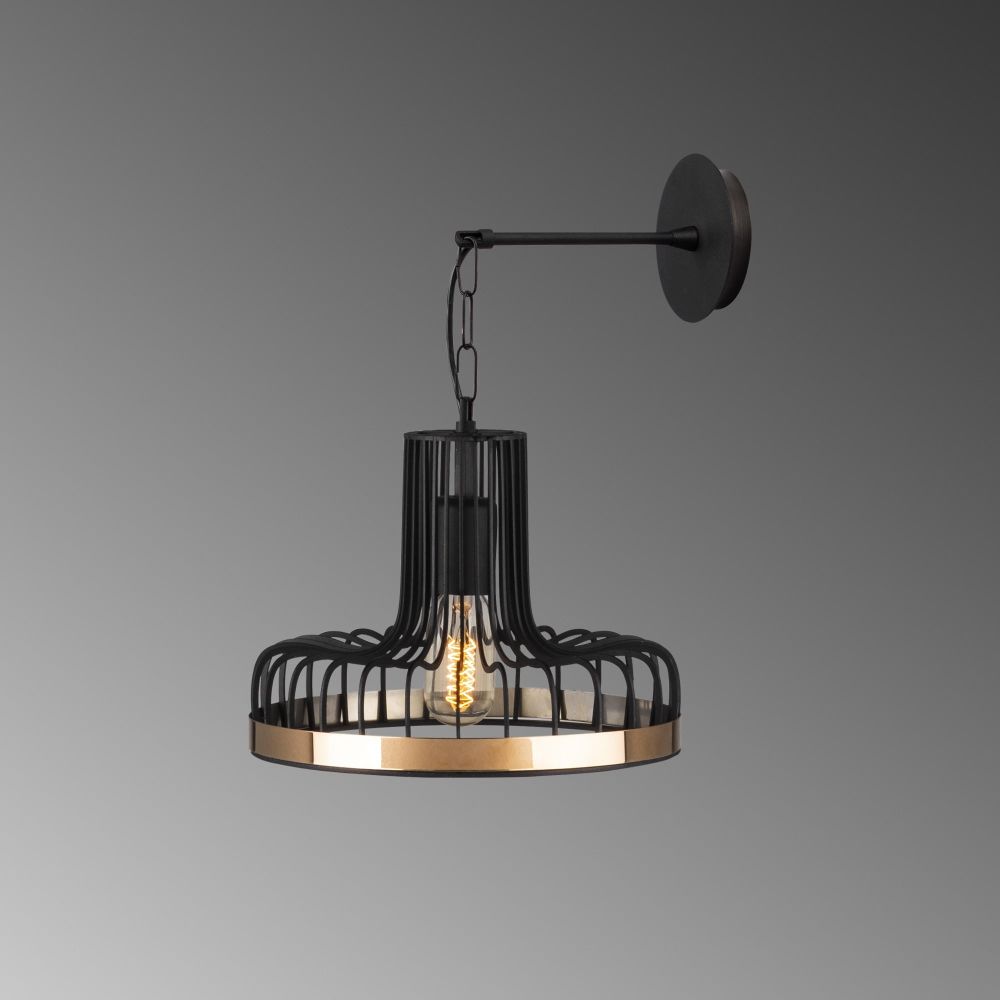 Zidna lampa Fellini - MR - 775 u crnoj boji sa bakarnim detaljima - izložbeni artikl (oštećenja ambalaža) slika 5