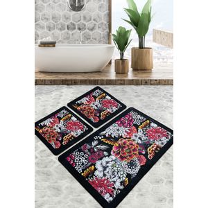 Floreale Djt Multicolor Bathmat Set (3 Pieces)