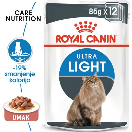 ROYAL CANIN FCN Ultra Light Weight Gravy, potpuna hrana za odrasle mačke, osigurava kontrolu tjelesne težine (komadići u umaku), 12x85 g slika 6