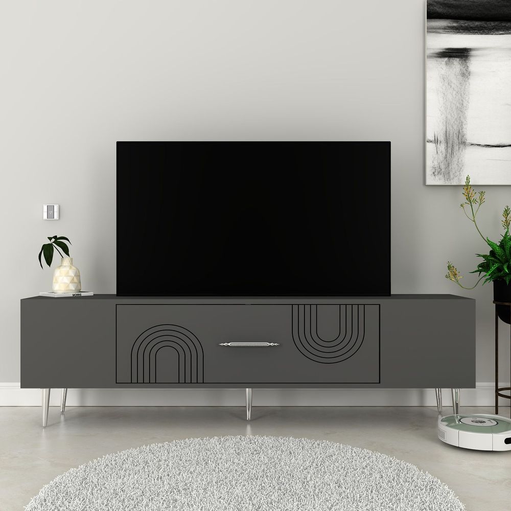 TV Stalak Dekol2 u Antracitnoj i Srebrnoj Boji slika 1