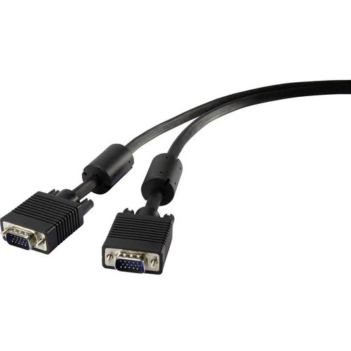 Renkforce VGA priključni kabel VGA 15-polni utikač, VGA 15-polni utikač 10.00 m crna RF-4212507 s feritnom jezgrom VGA kabel slika 1