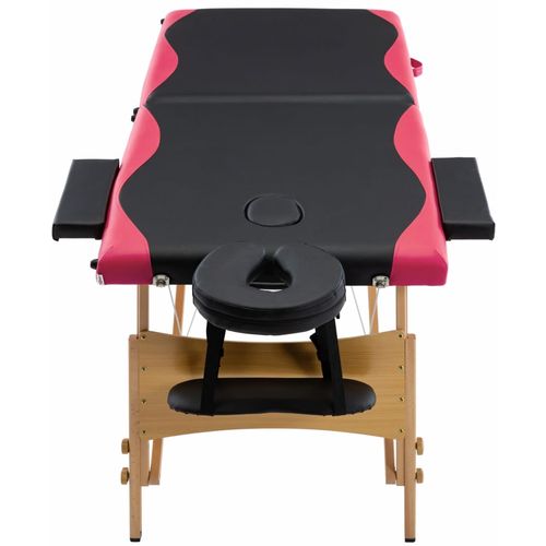 Sklopivi masažni stol s 2 zone drveni crno-ružičasti slika 18