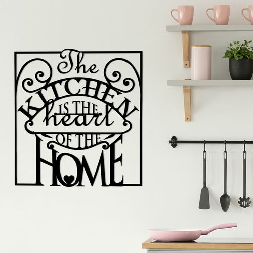 Wallity The Kitchen Is The Heart Of The Home Black Decorative Metal Wall Accessory slika 2