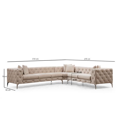 Atelier Del Sofa Kutna garnitura, Ecru, Como Left - Ecru slika 6