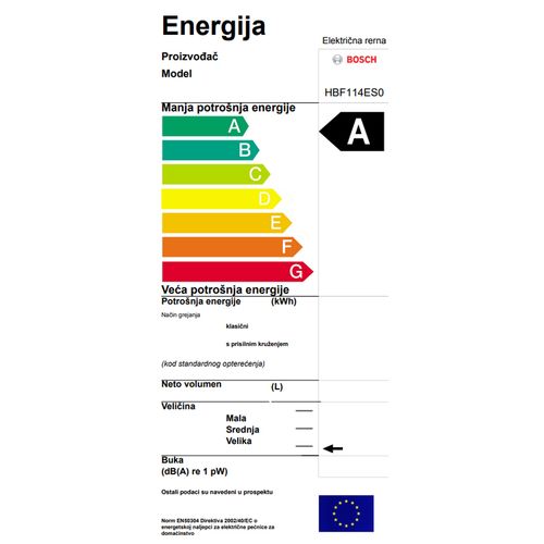 Bosch HBF114ES0 Serija 2, Ugradna multifunkcionalna rerna slika 6