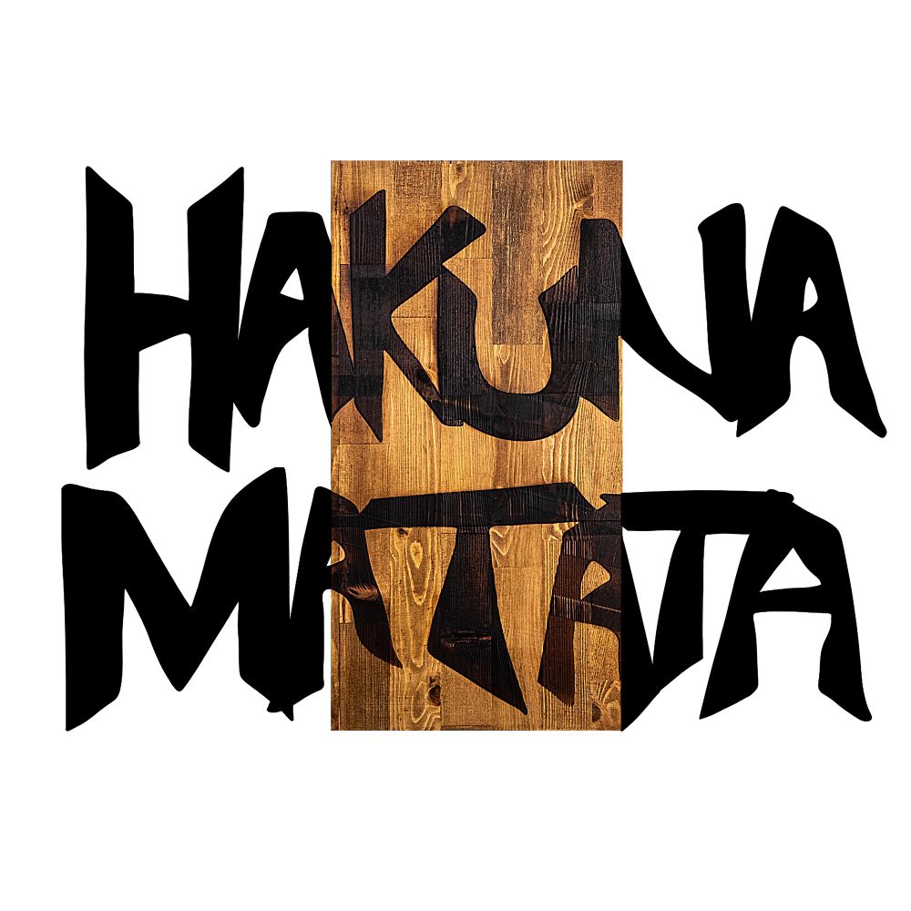 Dekorativni Drveni Zidni Ukras Hakuna Matata 5 Black Light Walnut slika 4