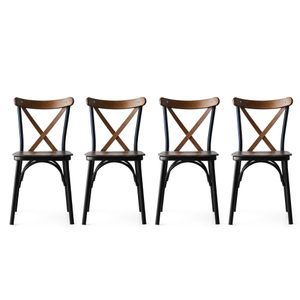 Hanah Home AhÅŸap Ekol - 261 V4 Walnut Chair Set (4 Pieces)