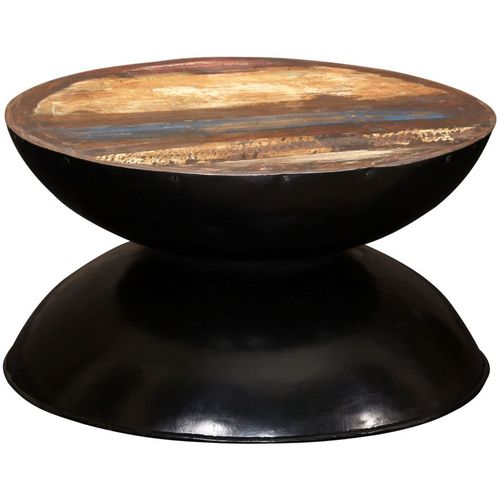 Stolić za kavu od obnovljenog drva s crnom bazom 60x60x33 cm slika 32