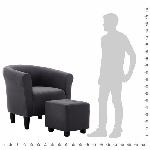 2-dijelni set fotelje i taburea od tkanine crni slika 26
