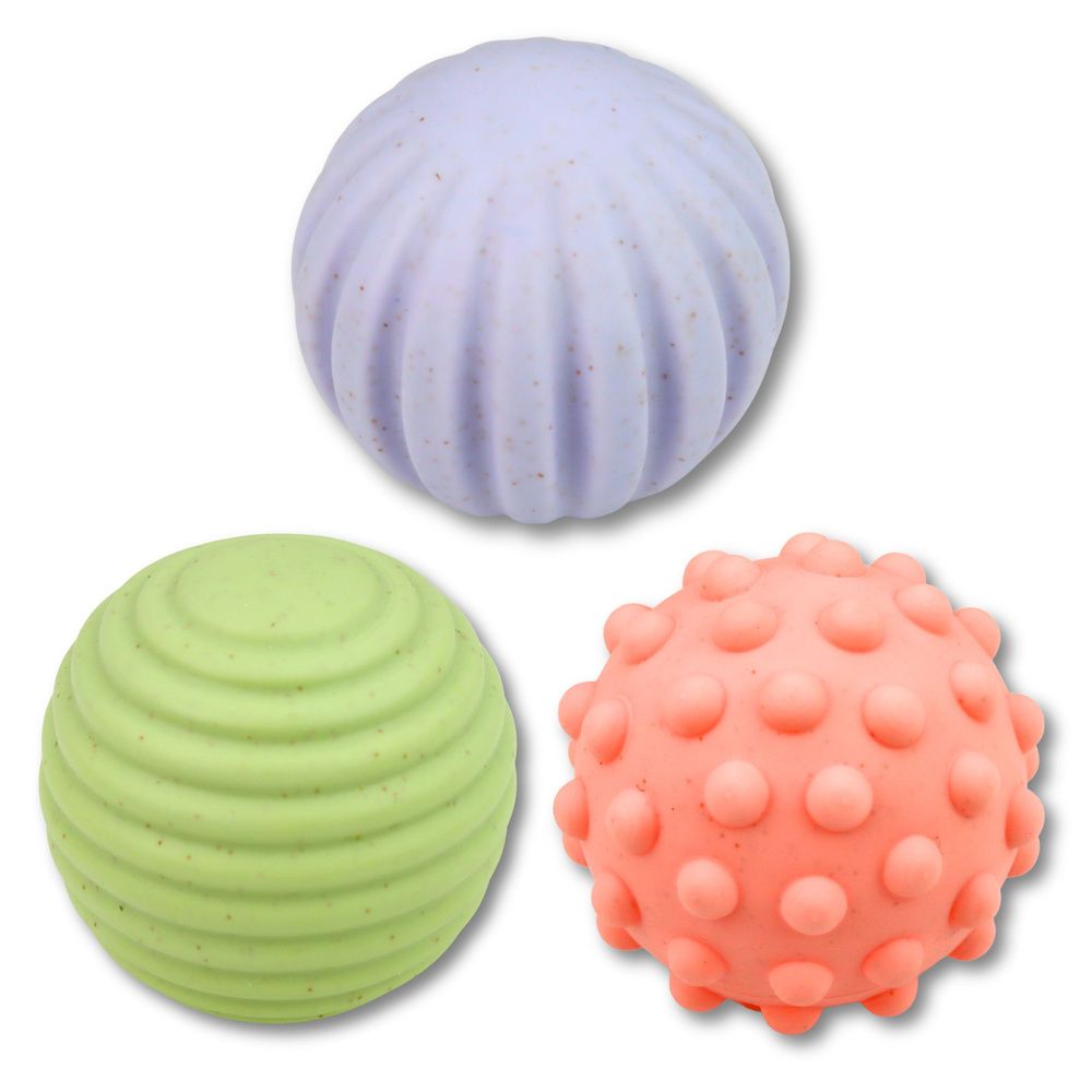 Set senzornih loptica za bebe pastelne boje 3 kom 6 cm slika 2