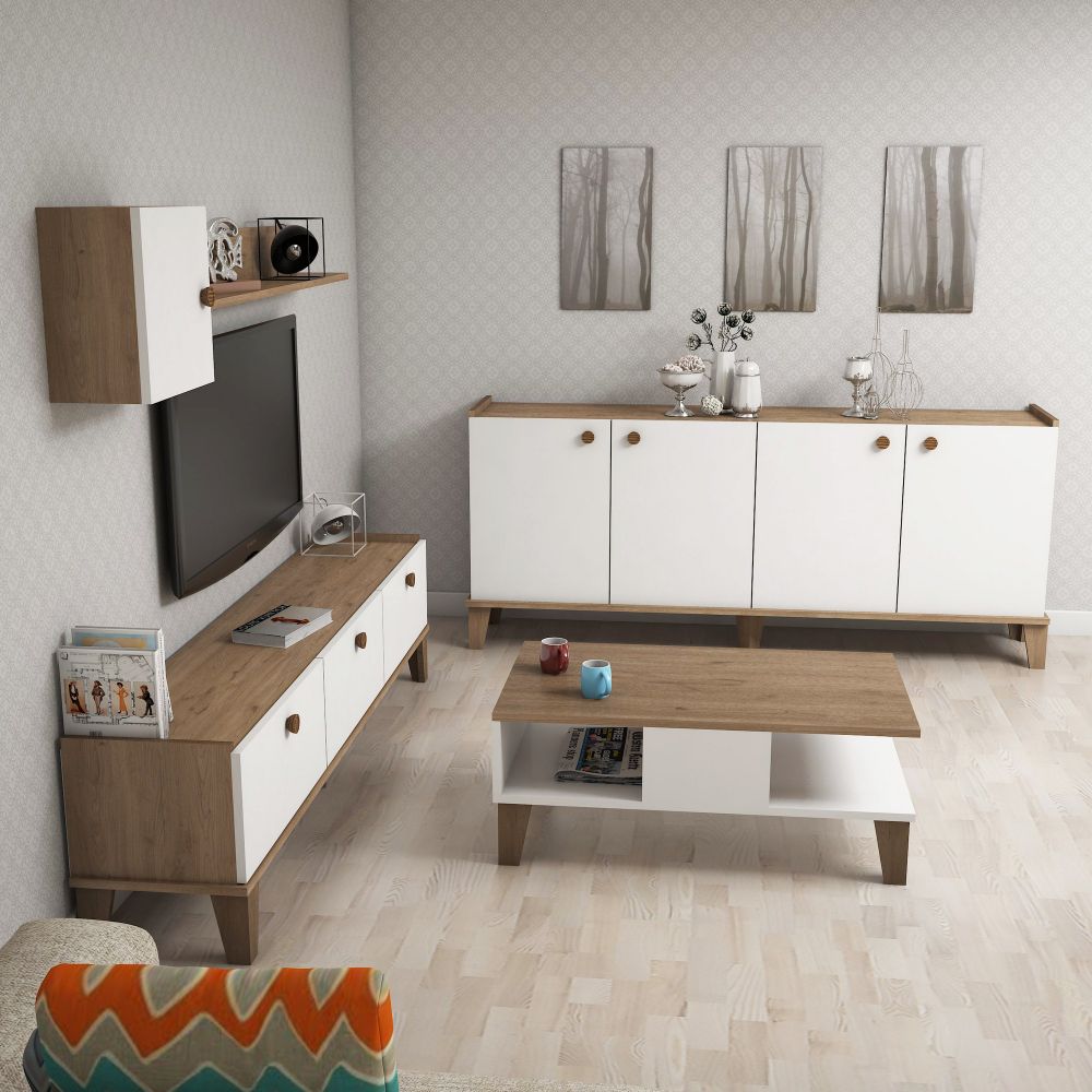 Sumer 3 Oak - Set namještaja za dnevnu sobu u bijeloj boji slika 3