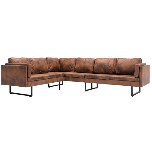 Kutna sofa od umjetne brušene kože smeđa slika 11