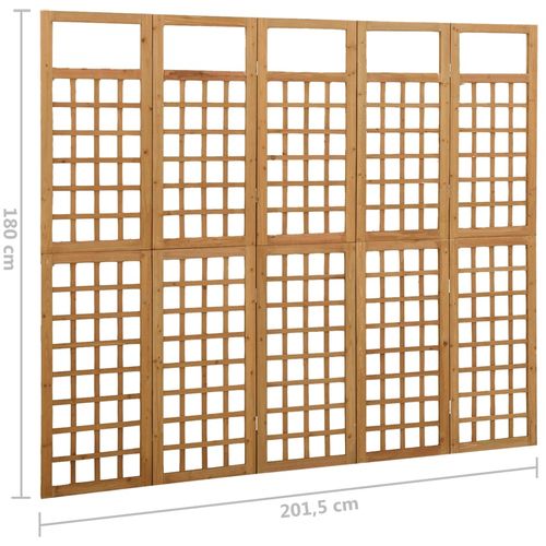 Sobna pregrada / rešetka s 5 panela od jelovine 201,5 x 180 cm slika 6