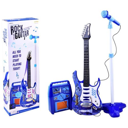 Dječja električna gitara s pojačalom i mikrofonom - Blue slika 1