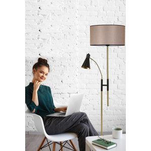 Forza Eskitme Lambader Silindir Koyu Hasır Abajurlu   Wicker Floor Lamp