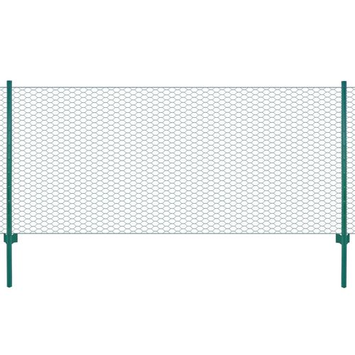 Ograda od žičane mreže sa stupovima čelična 25 x 0,5 m zelena slika 9