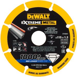 Dewalt REZNA PLOČA EXTREME METAL 115 X 22.23 X 1.3 MM DT40251