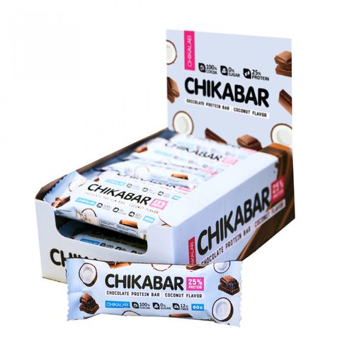 CHIKALAB Chikabar Preliveni proteinski bar sa punjenjem Kokos 60g slika 1