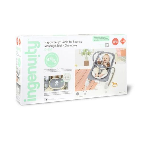 Kids II Ingenuity Ležaljka Happy Belly™ Chambray 0-6M ( Masažno Sedište) slika 8