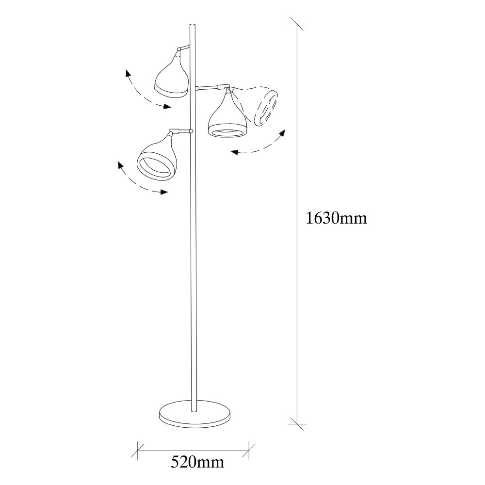 Stojeća Lampa Yıldo - 7022 Crno-Zlatna slika 6