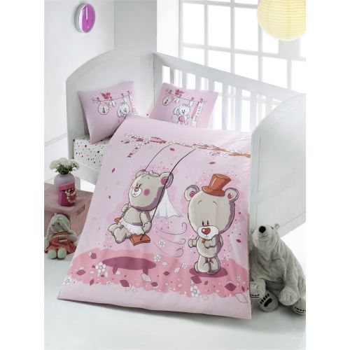 Colourful Cotton Komplet posteljine za bebe od ranforcea Pink Dream slika 1