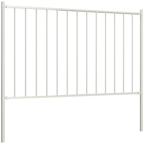 Panel za ogradu sa stupovima čelični 1,7 x 1,25 m bijeli slika 14