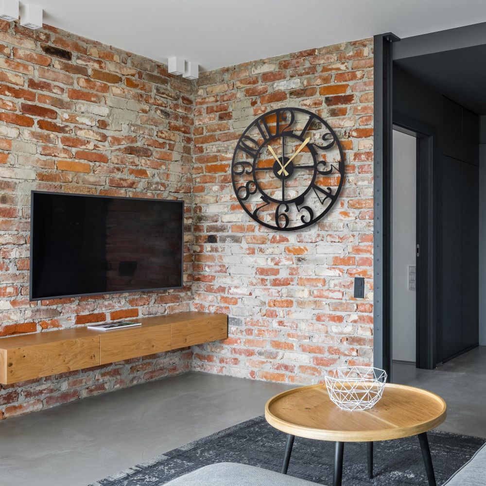 Decorative metal wall clock Circle, colour: black slika 4