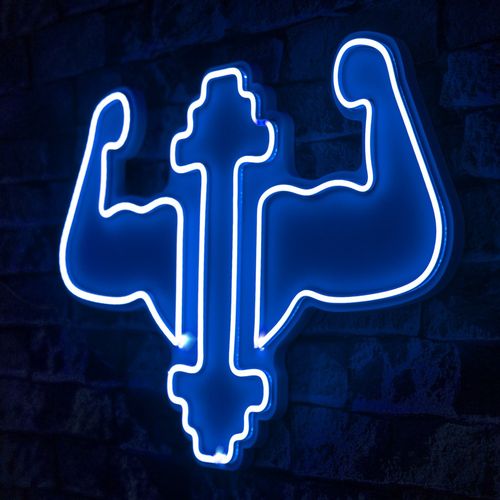 Wallity Ukrasna plastična LED rasvjeta, Gym Dumbbells WorkOut - Blue slika 8