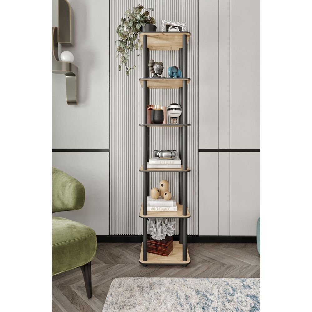  Bookshelf Bookcase 6 Tiers Square, colour Oak slika 2