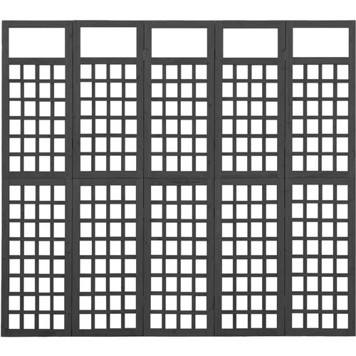 Sobna pregrada / rešetka s 5 panela jelovina 201,5x180 cm crna slika 3