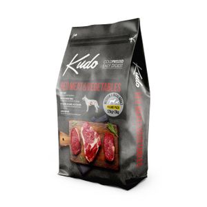 KUDO LG Red meat&Vegetable, potpuna suha, hladno prešana, hrana za odrasle pse srednjih i velikih pasmina, 12+3 kg, PROMO PACK