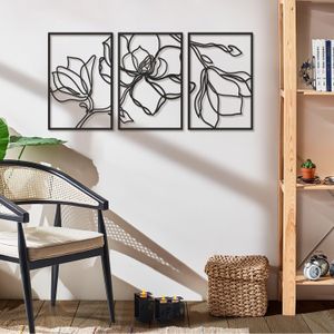Floral Line - APT529LS Crni Dekorativni Metalni Zidni Ukras