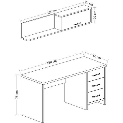 Troy - White White Study Desk slika 10