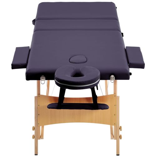 Sklopivi masažni stol s 3 zone drveni ljubičasti slika 52