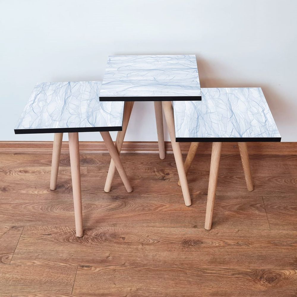 Nesting Table 3Shp243 - Set od 3 komada u svijetloplavoj i bijeloj boji slika 1