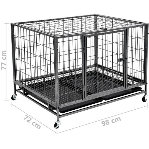 Izdržljivi kavez za pse s kotačima čelični 98 x 72 x 77 cm slika 32