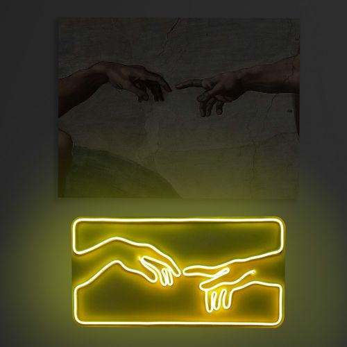 Wallity Ukrasna plastična LED rasvjeta, Creation of Adam - Yellow slika 9