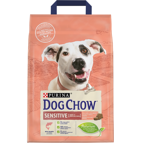 DOG CHOW Adult Sensitive Salmon, potpuna hrana za kućne ljubimce, za odrasle pse s osjetljivom kožom, dlakom i probavom, 2,5 kg slika 1