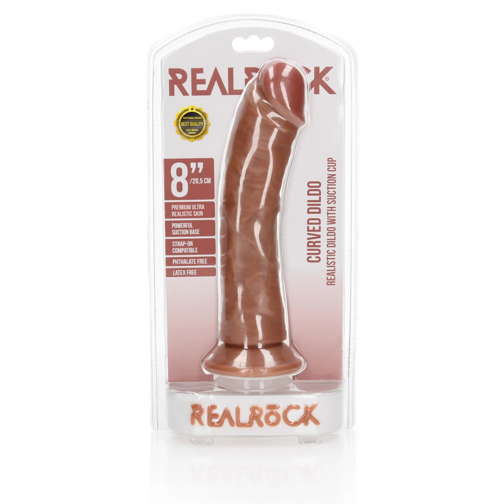 Zakrivljeni realistični dildo RealRock by Shots s vakuumskom čašicom - 8 / 20,5 cm slika 2