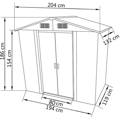 Vrtna kućica za pohranu zelena metalna 204 x 132 x 186 cm slika 29