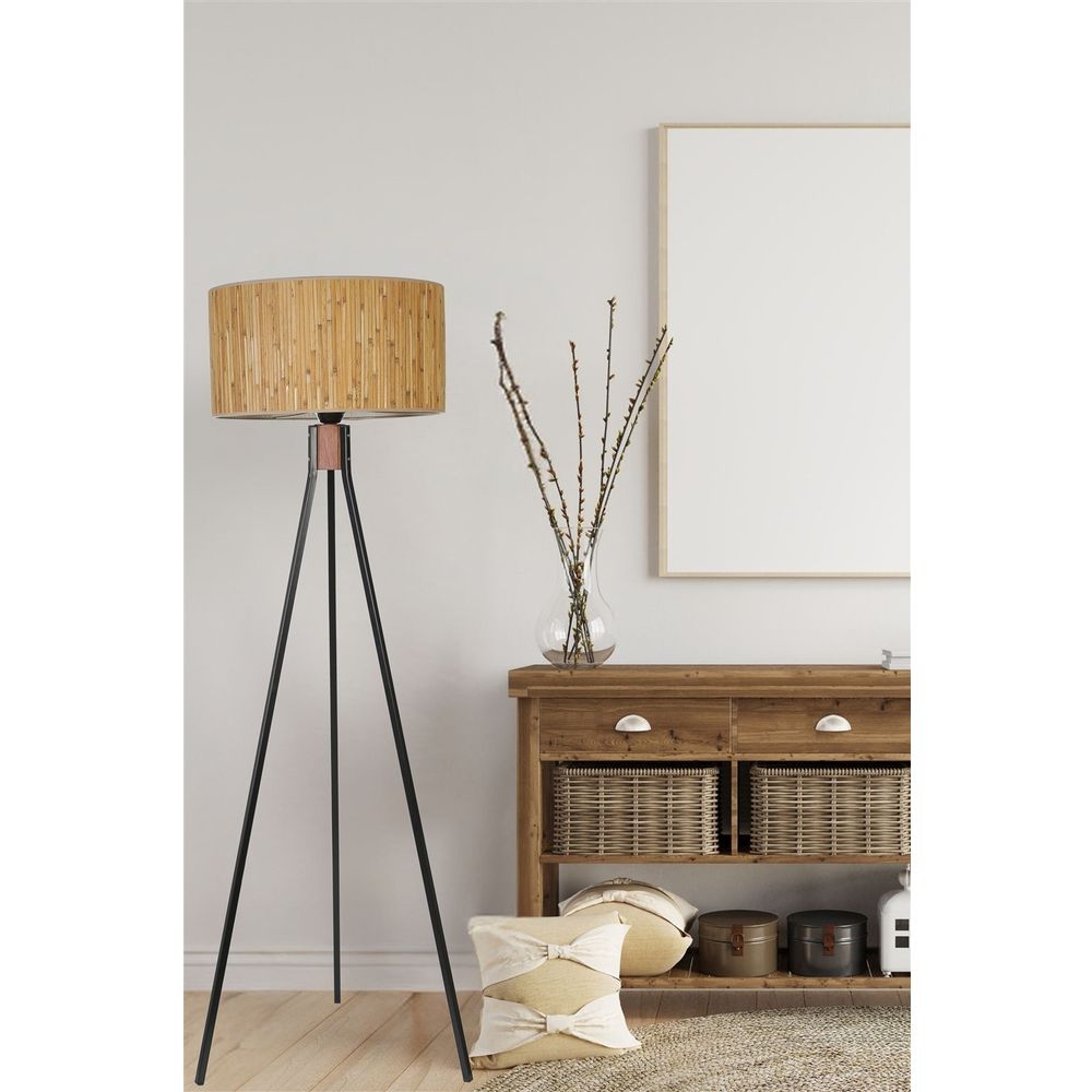 Fısco Tripod Crni Lambader sa Bambu Abajur slika 2