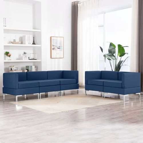 5-dijelni set sofa od tkanine plavi slika 1