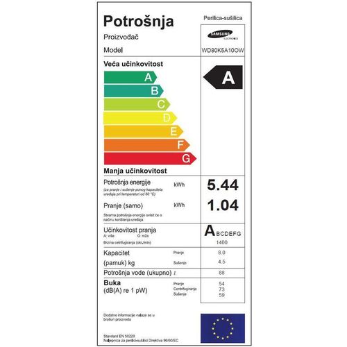 Samsung perilica sušilica rublja WD80K5A10OW/LE  slika 2