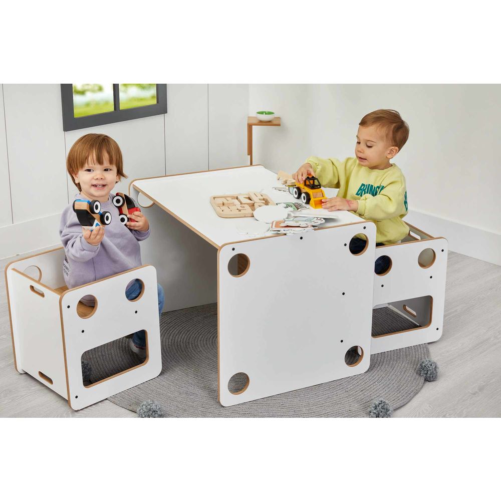 Set stola za djecu Goldfinch 2, boje: bijela, prirodna slika 1