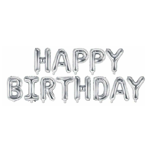FB6M-018 Folijski balon Happy Birthday Sivi 340x35cm