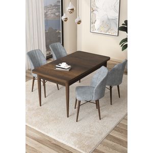 Arp - Baroque, Sivi Barokni Set Trpezarijskog Stola i Stolica (5 Komada)