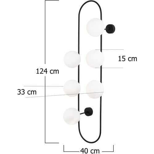 Opviq Visilica ABAKUS 4921, crno- bijela, metal- staklo, 40 x 33 cm, visina 124 cm, promjer kugli 15 cm, 6 x E27 40 W, Abaküs - 4921 slika 3